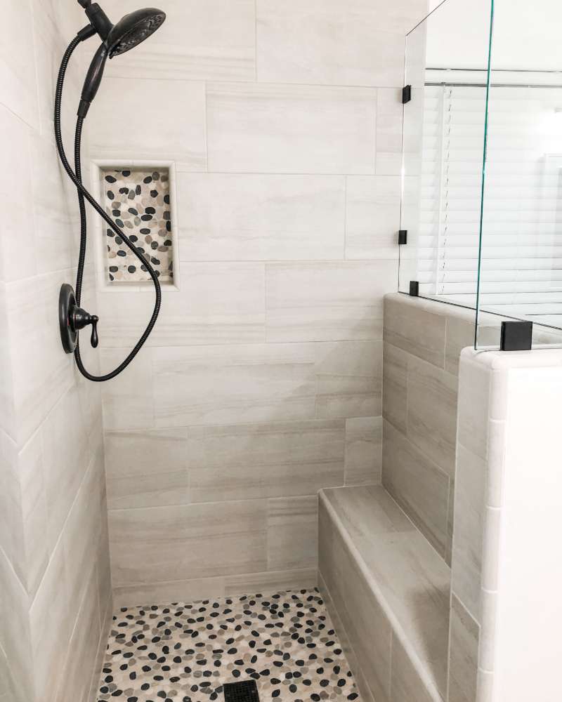 Standing shower - Modern - Bathroom - Houston - by MHS CONSTRUCTION &  DESIGN LLC